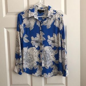 Banana Republic floral blouse, blue with white flowers